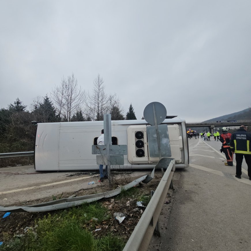Orhangazi-Yalova Yolunda korkunç kaza! İşçi Servisi Devrildi! 1 Ölü, 20 Yaralı..