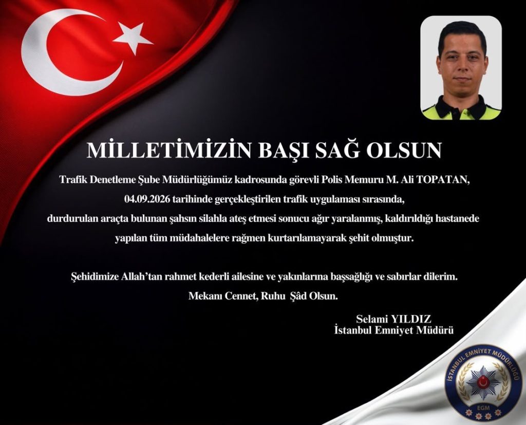 ESENYURT'TA EMEKLİ POLİS TARAFINDAN VURULAN POLİS MEMURU ŞEHİT DÜŞTÜ (İHSAN ATEŞMEN/İSTANBUL-İHA)
İstanbul Esenyurt'ta polis ekipleri tarafından yapılan denetim sırasında, uygulama üzerinden çağrılan ve taksicilik yaptığı şüphesiyle durdurulan sürücü, sivil trafik polisine ateş açmıştı. Olay yerinde ağır yaralanan polis memuru M. Ali Topatan kaldırıldığı hastanede şehit oldu.